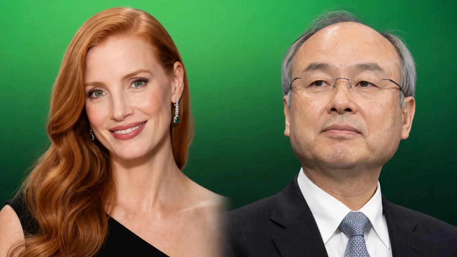 Jessica Chastain and Masayoshi Son